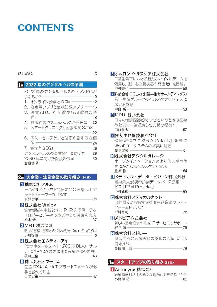 デジタルヘルストレンド2022: 「医療4.0」時代に向けた111社の